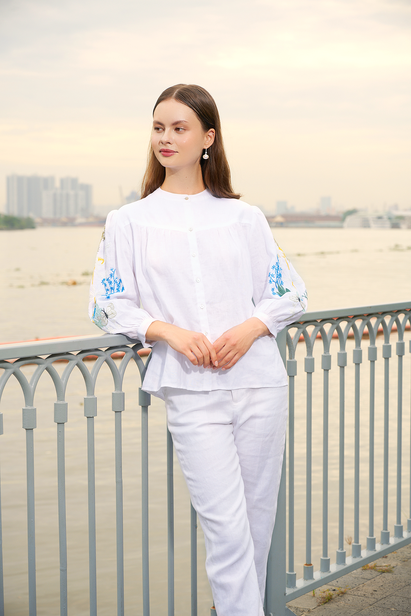 Quần Tây Nữ Ống Đứng Dáng Ôm Lưng Cao Linen Vải Lanh Trắng Mơ Thời trang Hity PAN065