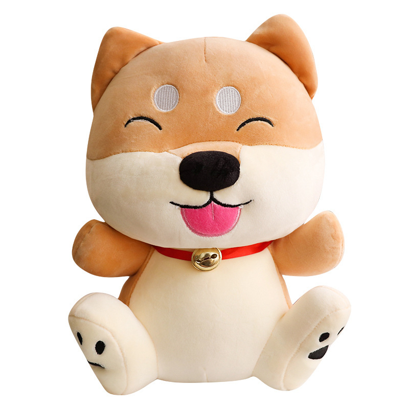 Thú Bông Hình Shiba Inu Tinh Nghịch Đeo Lục Lạc 35cm Quà Tặng Dễ Thương