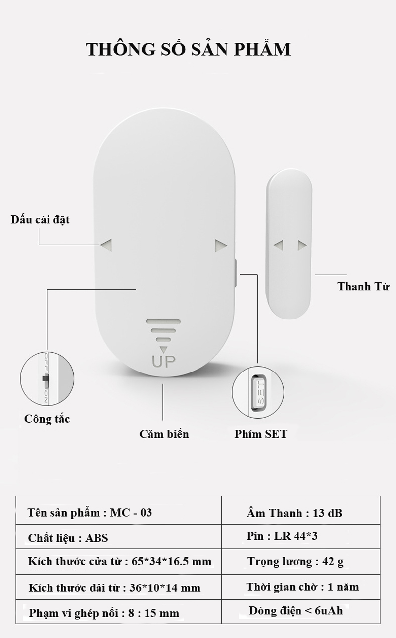 Báo Động Chống Trộm, Chuông Báo Khách Mở Cửa Đa Chức Năng MC - 03, Báo Động Nhiều Chế Độ : Chống Trộm Xâm Nhập , Báo Chuông Cửa..