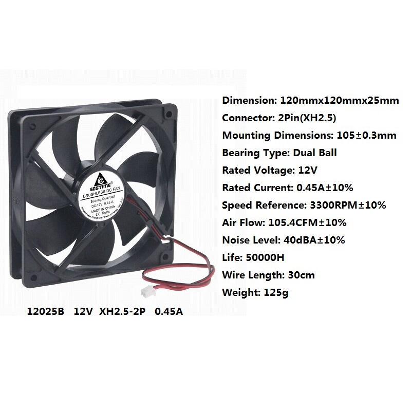 1 Pcs Gdstime 11mm x 11mm PC Case Cooler 11V DC Two Ball 1111B 0.41A Industrial Machine Cooling Fan 11x11mm 11cm 3300RPM
