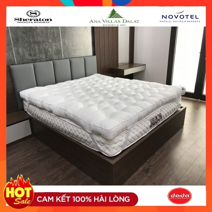 Nệm Topper DADA - Êm Mềm, Bồng Bềnh, Mịn và Mát - Sản Phẩm Độc Quyền Chuyên Dụng Tại Các Khách Sạn, Resort 5 Sao - Dày 9cm - Màu Trắng