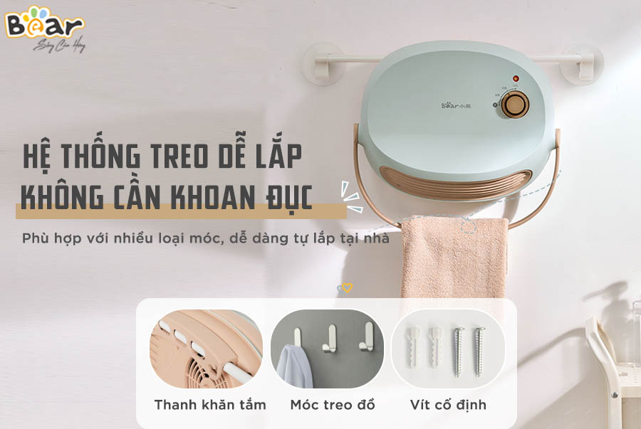 Máy Sưởi Treo Tường Bear DNQ-A19B1 Không Làm Khô Da Công Suất 2000 W - Hàng Chính Hãng