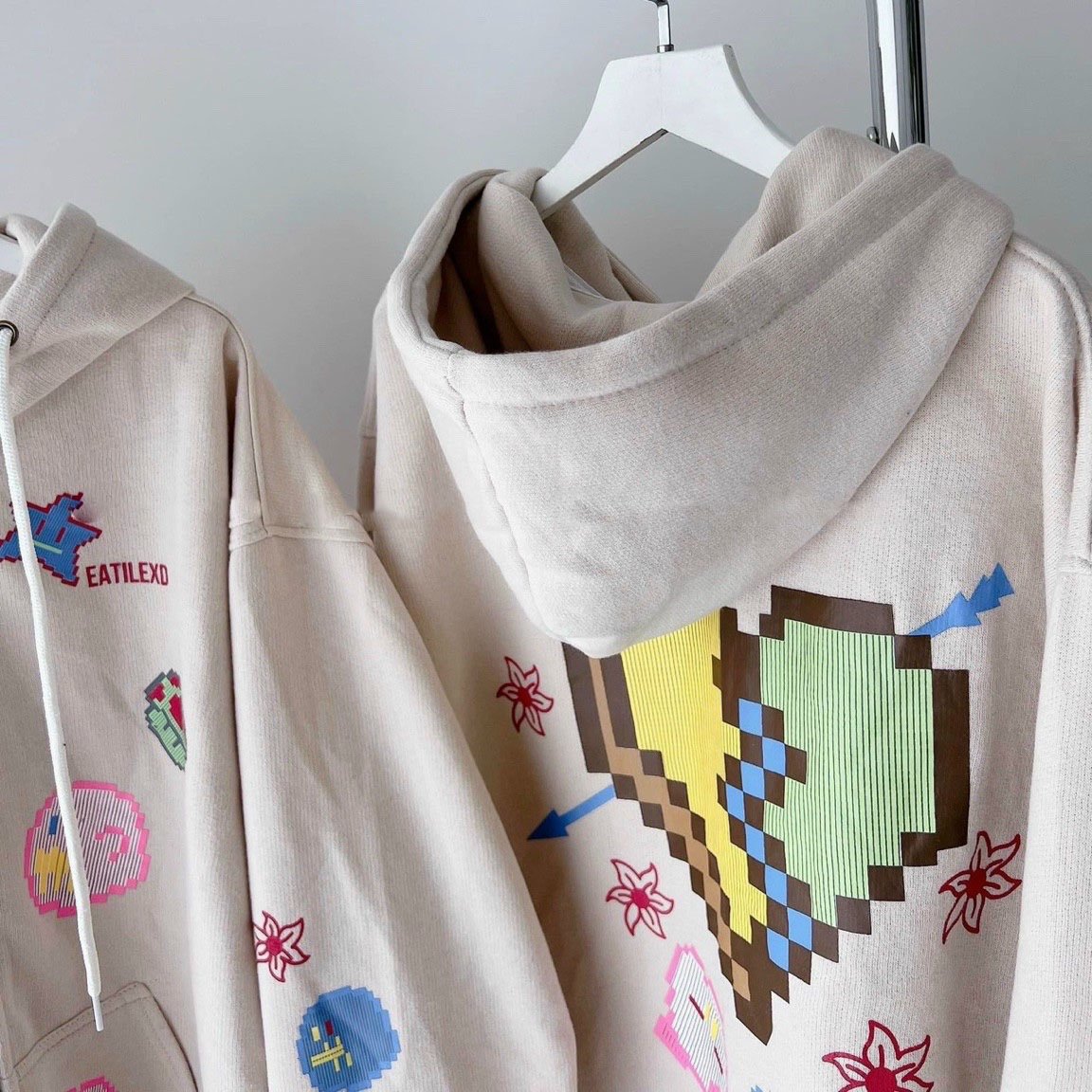 Áo KHOÁC Hoodie nữ in hình ngôi sao và trái tim Ulzzang Unisex from rộng cực đẹp