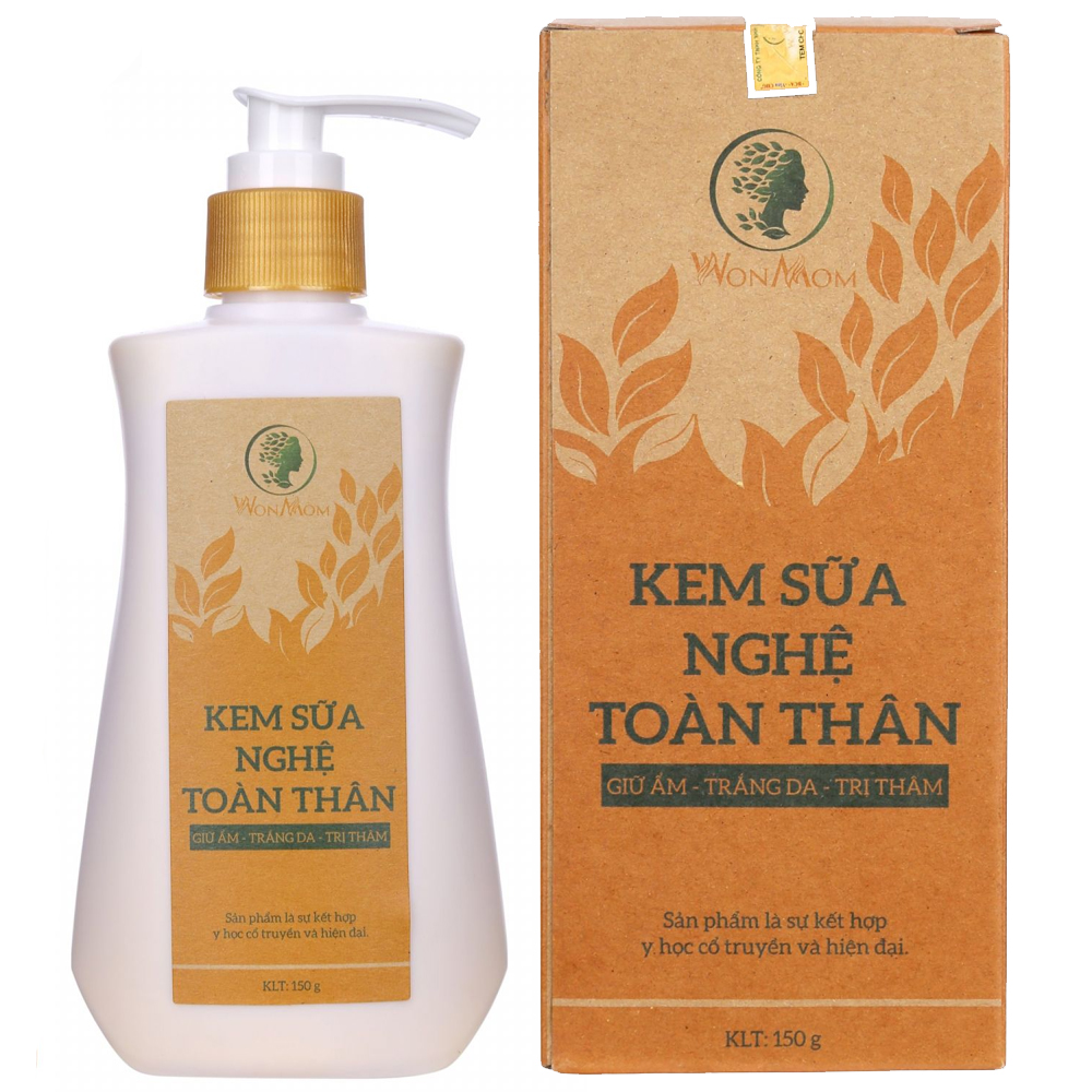 Kem Sữa Nghệ Toàn Thân Wonmom Cho Mẹ Bầu Và Sau Sinh Chai 150Gr Giúp Giữ Ẩm Dưỡng Trắng Mờ Thâm - Chăm Sóc Mẹ Bầu Và Sau Sinh An Toàn Hiệu Quả