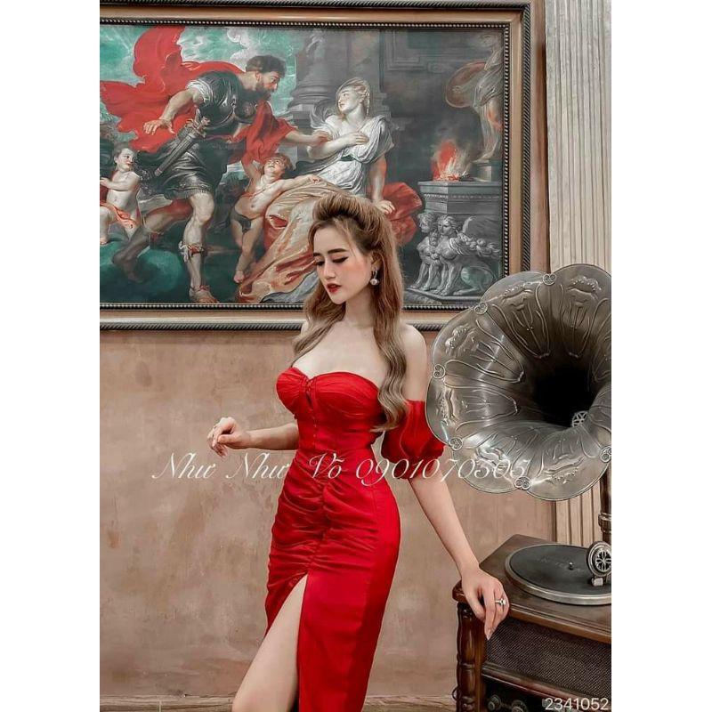 Đầm body cúp ngực trễ vai