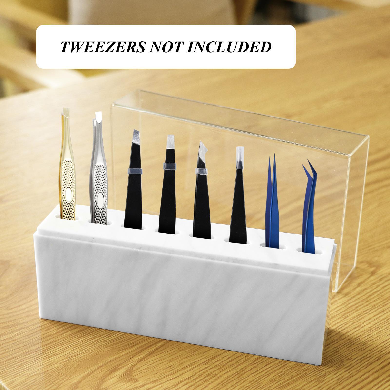 2Pcs Eyelash Grafting Tweezers Acrylic Display Stand Holder Organizers