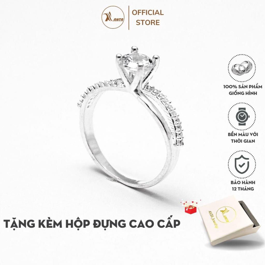 Nhẫn bạc ATJ9034 , nhẫn nữ đính đá thân chéo ANTA Jewelry