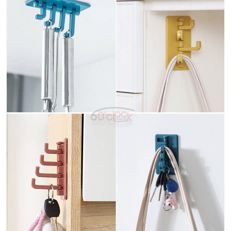 Móc Treo Đồ Dán Tường 4 Nhánh Xoay 180 Độ Hình Cây Thông