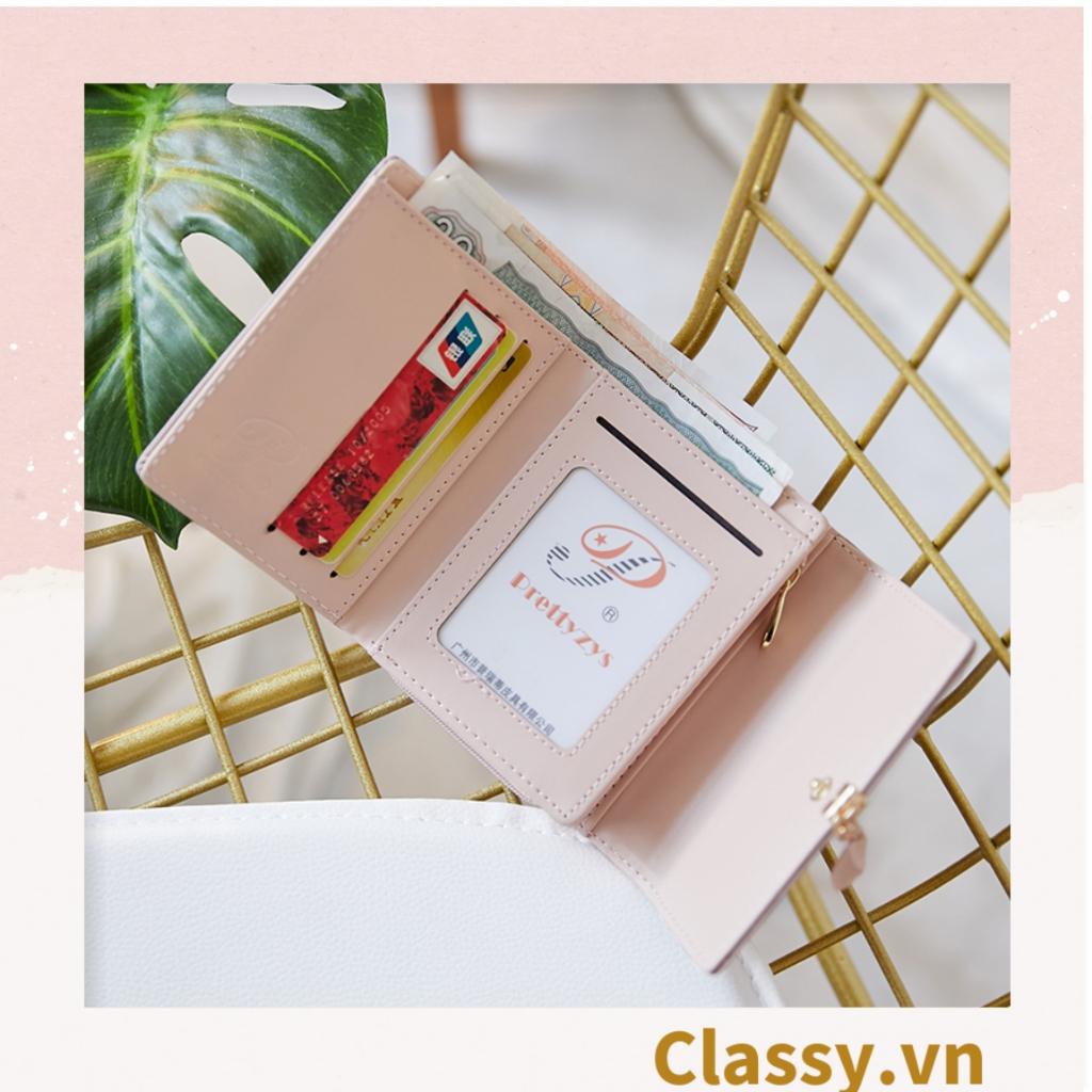 Ví nữ mini Classy hoạt tiết chiếc lá nhiều màu cao cấp có nút bấm T1163