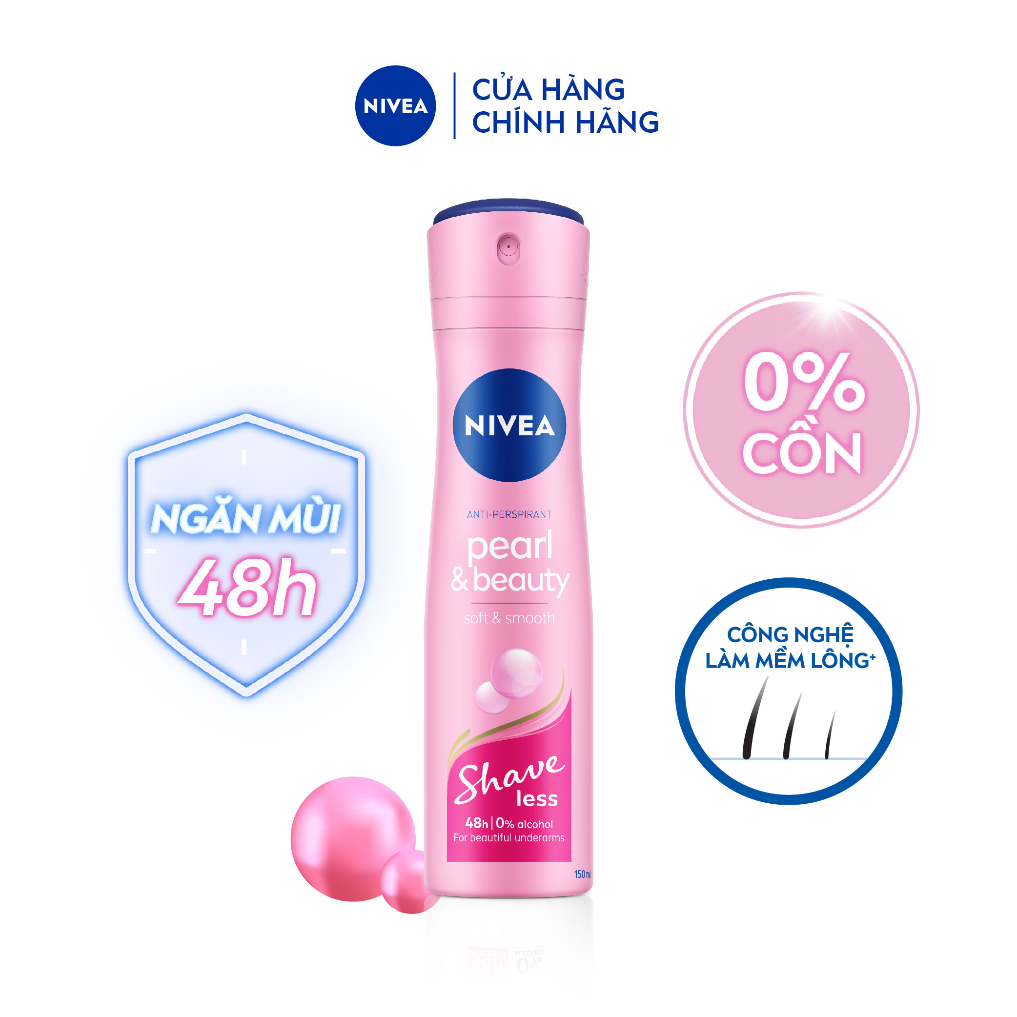 Xịt Ngăn Mùi Nivea Shaveless Ngọc Trai Đẹp Quyến Rũ 150ml - 85348