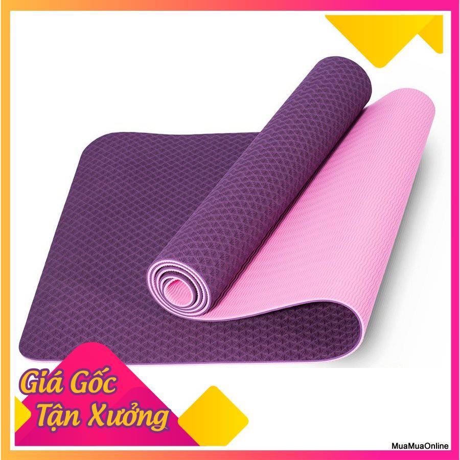 Thảm Tập Yoga TPE 2 Lớp Hoa Văn 61x183cm Dày 6 Ly FREESHIP  TP'S