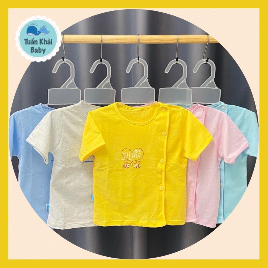 COMBO GIÁ SỈ - Combo 10 áo sơ sinh cotton màu tay ngắn cài nút lệch Thái Hà Thịnh