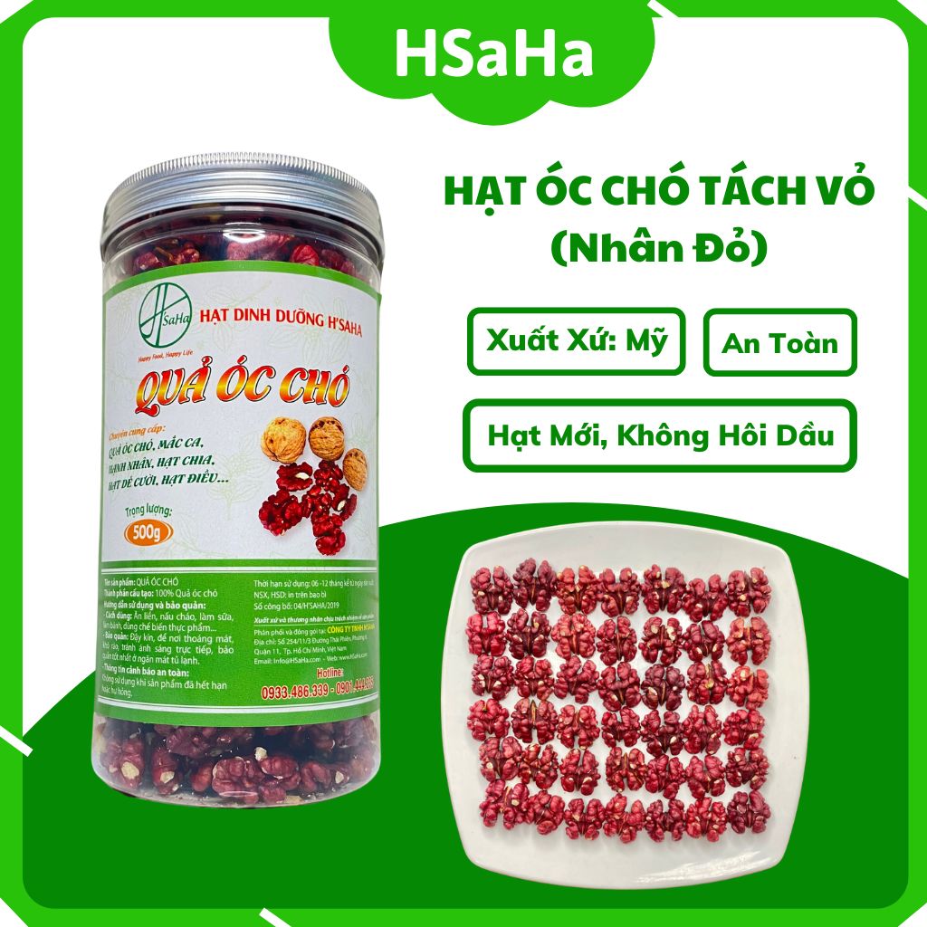 Hạt Óc Chó Đỏ Tách Vỏ HSaHa - Nhân Quả Óc Chó Đỏ Mỹ Chính Hãng, Ăn Liền, Làm Sữa Hạt, Hàng Mới, Ngon, Không Hôi Dầu