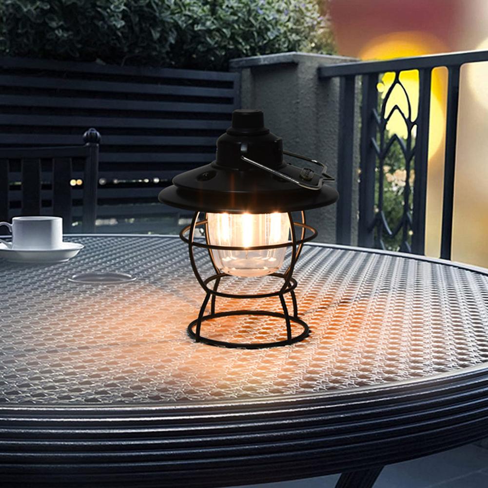 USB Charging Light Retro Camp Lantern Outdoor Camping Hiking Tent Night Light Lamp Stepless Dimming 3 Light Modes