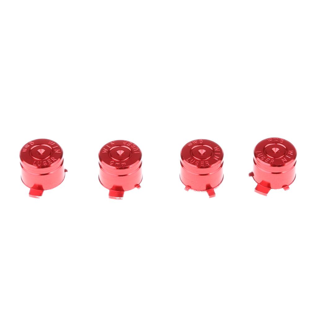 2Pieces Gamepad Metal ABXY Button + Analog Thumbsticks Joystick + Chrome D-pad for Sony PS4 DualShock Game Controller Gold+Red