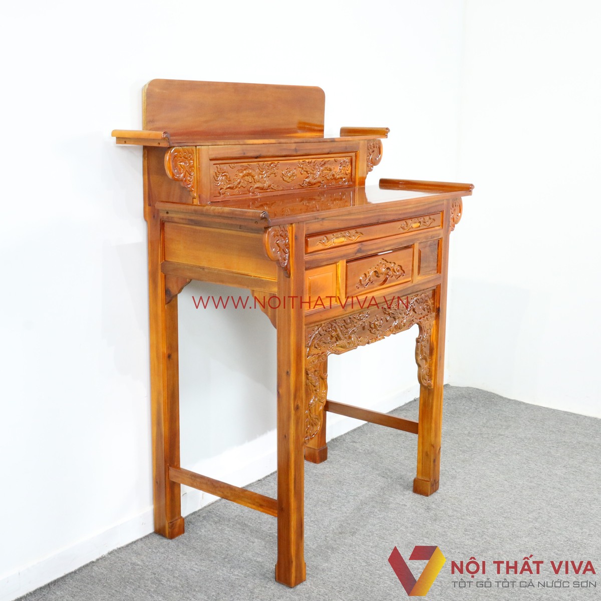 Bàn Thờ Gia Tiên 2 Tầng Gỗ Tràm Chạm Rồng Đẹp Giá Rẻ