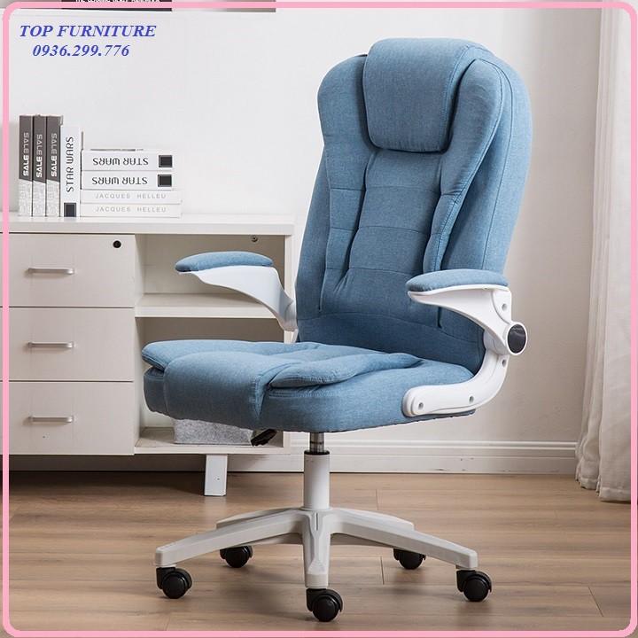 Re0681. 3 Ghế xoay văn phòng đệm cao su bọc nỉ tay nâng 90 độ - Ghế văn phòng
