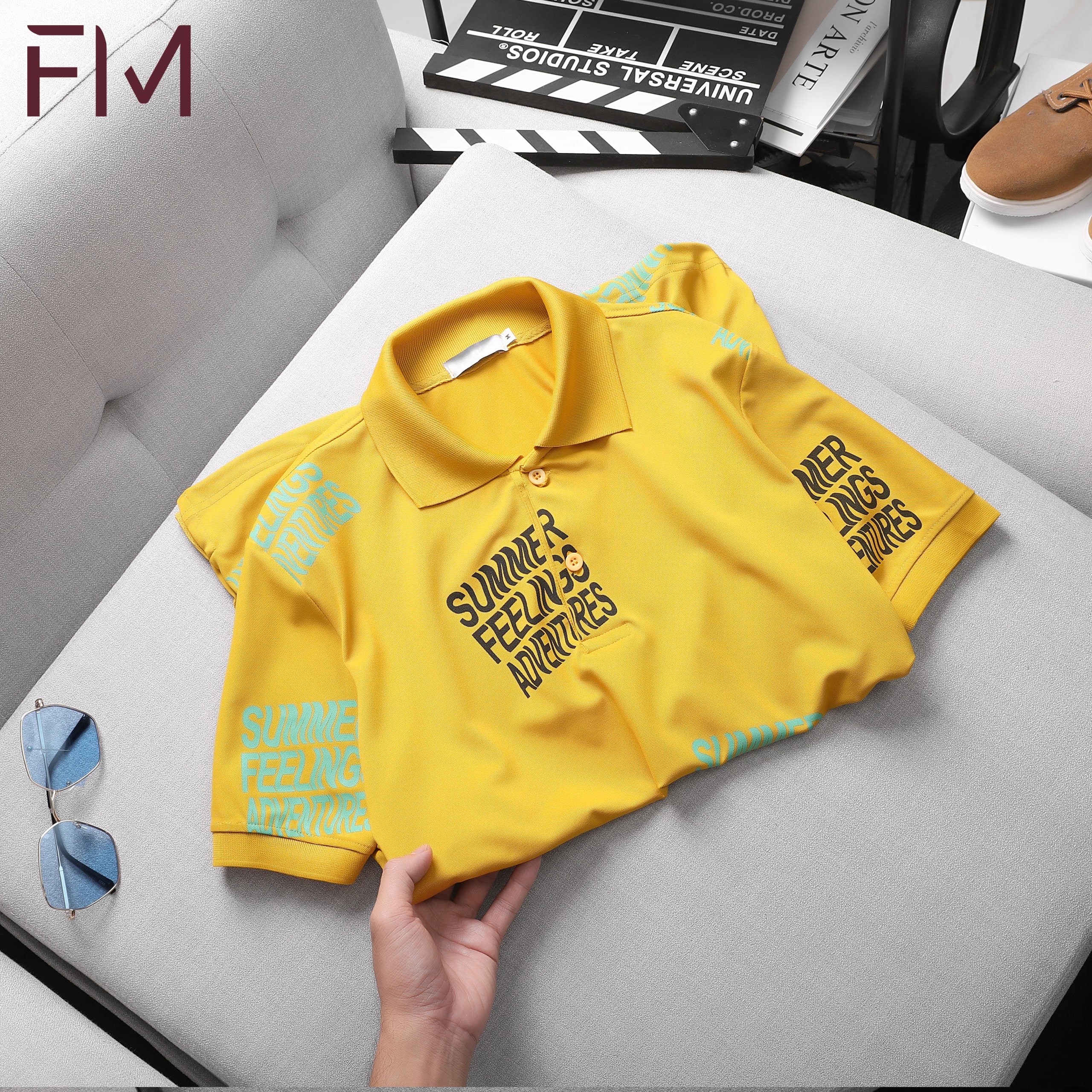 Áo thun cổ bẻ nam ngắn tay, thiết kế in chữ cao cấp, tránh bong tróc - FORMEN SHOP - FMPS192