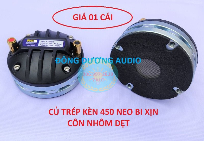 CỦ TREBLE KÈN 450 RC NEO BI COIL NHÔM DẸT VIỀN ĐỒNG XỊN - LOẠI REN BẮT VÍT