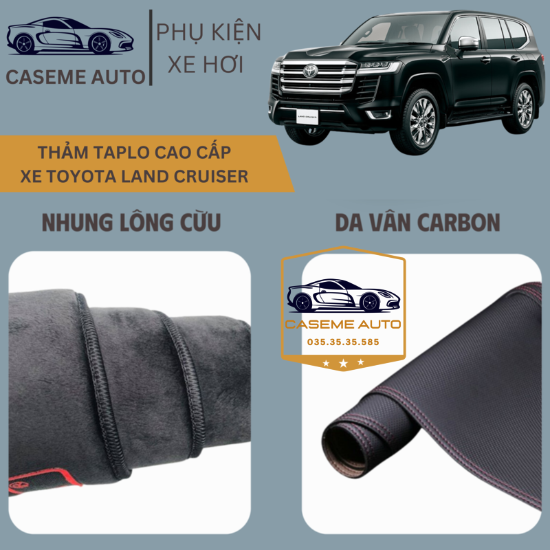 [TOYOTA LAND CRUISER] Thảm Taplo 3 Lớp Dành Cho Xe TOYOTA LAND CRUISER, Nhung Lông Cừu Và Da Vân Carbon Cao Cấp - Hàng Chính Hãng