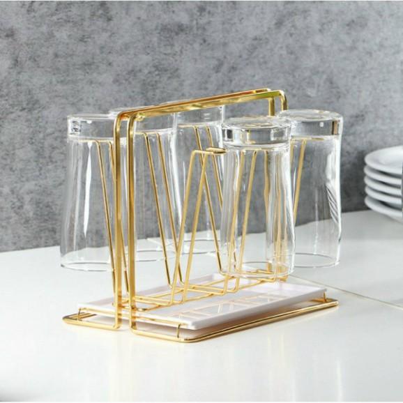 Giá úp ly , kệ úp cốc , Khay Úp Cốc Inox Cao Cấp - Có Khay Hứng Nước