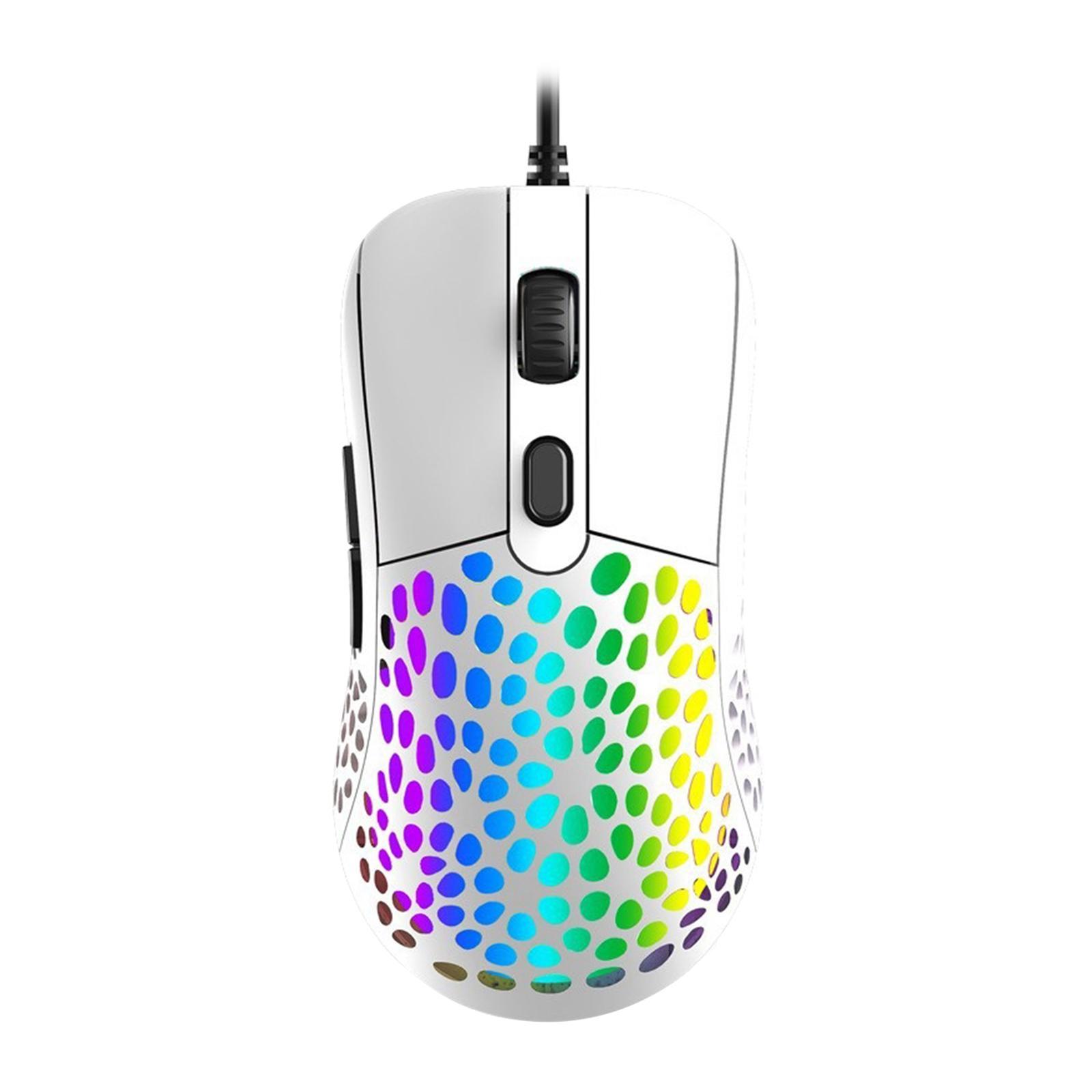 Ultralight RGB Gaming Mouse Wired Hollow-Out Design High Precision White