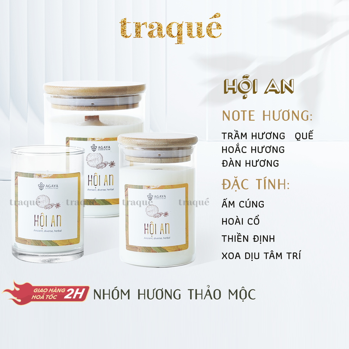 Nến thơm tinh dầu cao cấp không khói an toàn Candle Cup - HỘI AN - M - 200G (CÓ NẮP)