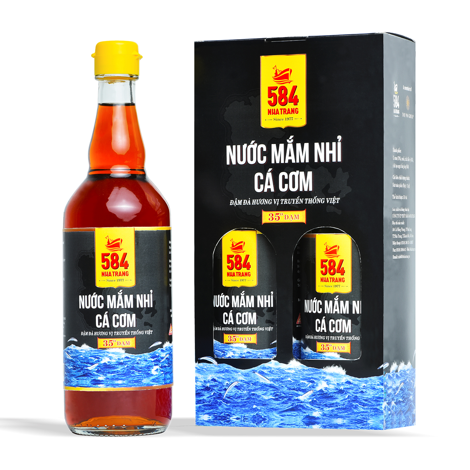 Thùng 6 Chai Nước mắm Nhỉ Cá cơm 584 Nha Trang - 35 độ đạm - Chai Thủy Tinh 510ml