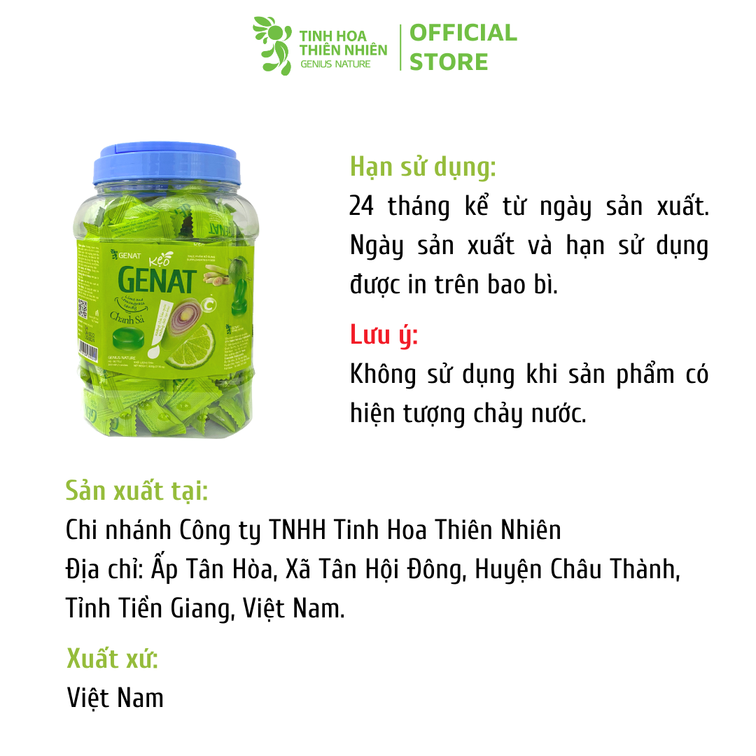 Kẹo Genat Chanh Sả (Hủ 300 viên) - Giao 2H HCM