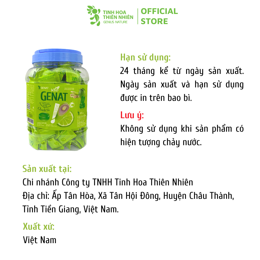 Kẹo ngậm Chanh Sả - Genat -Tinh Hoa Thiên Nhiên
