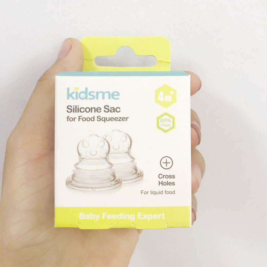 Bộ 2 Ti Rời Lỗ Chữ Thập Thay Thế Bình Bóp Kidsme  Silicone  Sac For Food Squeezer Cho Bé Trên 4 Tháng Tuổi Từ Anh Quốc - Ăn Dặm Chủ Động