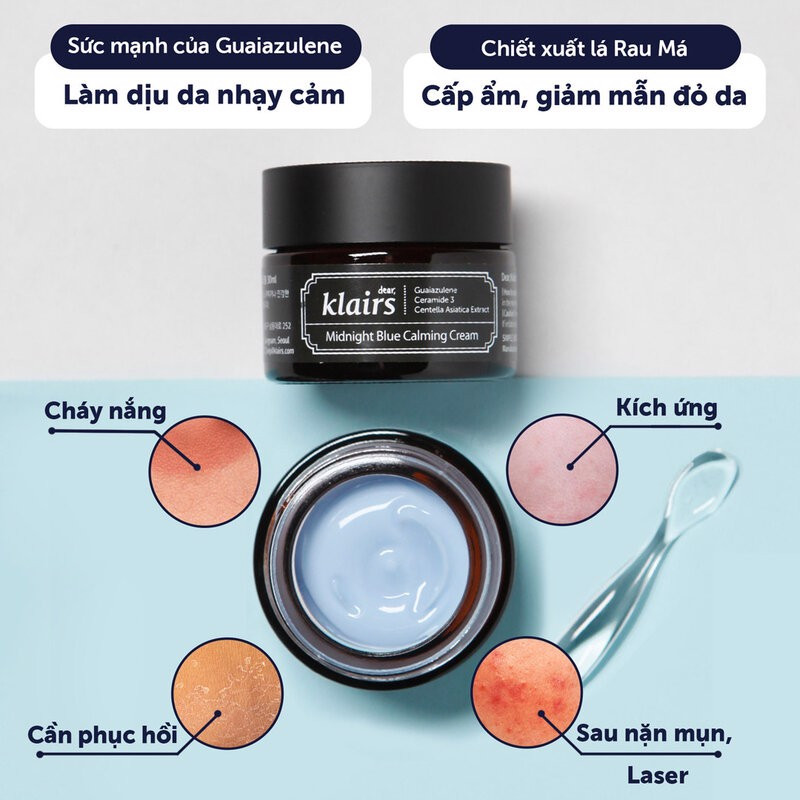 Kem Dưỡng Ẩm Klairs Làm Dịu Và Phục Hồi Da Ban Đêm Midnight Blue Calming Cream