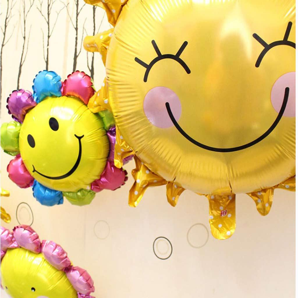 5 Cái Nắng Smile Viền Nhôm Mylar Bóng Cưới Sinh Nhật Tặng Ủng Hộ