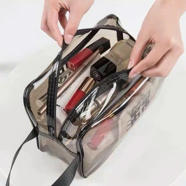 Túi đựng mỹ phẩm du lịch có quai xách mini trong suốt, Túi đựng đồ trang điểm makup chống nước - Chính Hãng