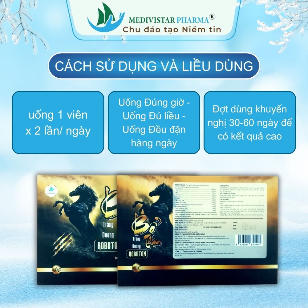 Bổ Thận Tráng Dương ROBUTON Với 8 Loại Thảo Dược Giúp Cải Thiện Sinh Lý Nam An Toàn, Hiệu Quả Hộp 30 Viên Nang