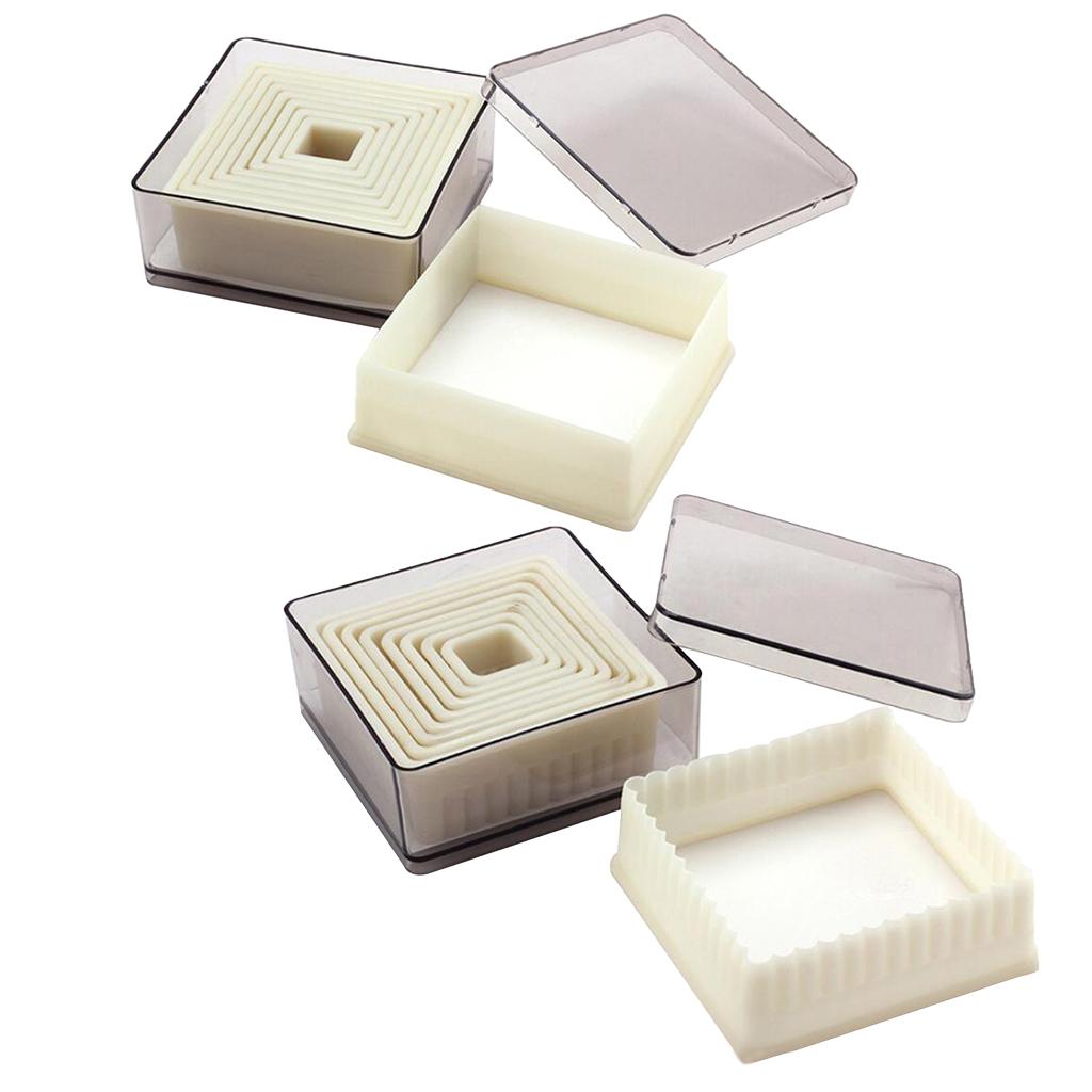 2X Square Cookie Cutter Nylon Fondant Cutter Set Biscuit Cutter Set with Case 1