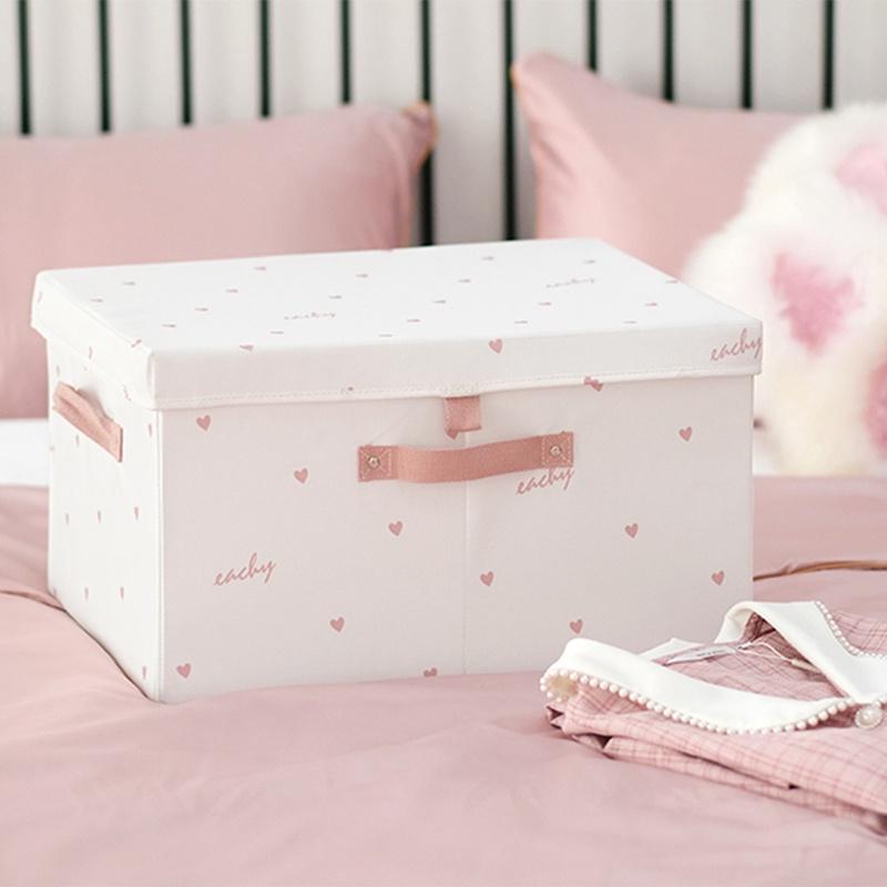 Large Capacity Storage Boxes with Lids Folding Storage Box Closet Organizer Clothes Toys Sundries Organizer Box(Pink)