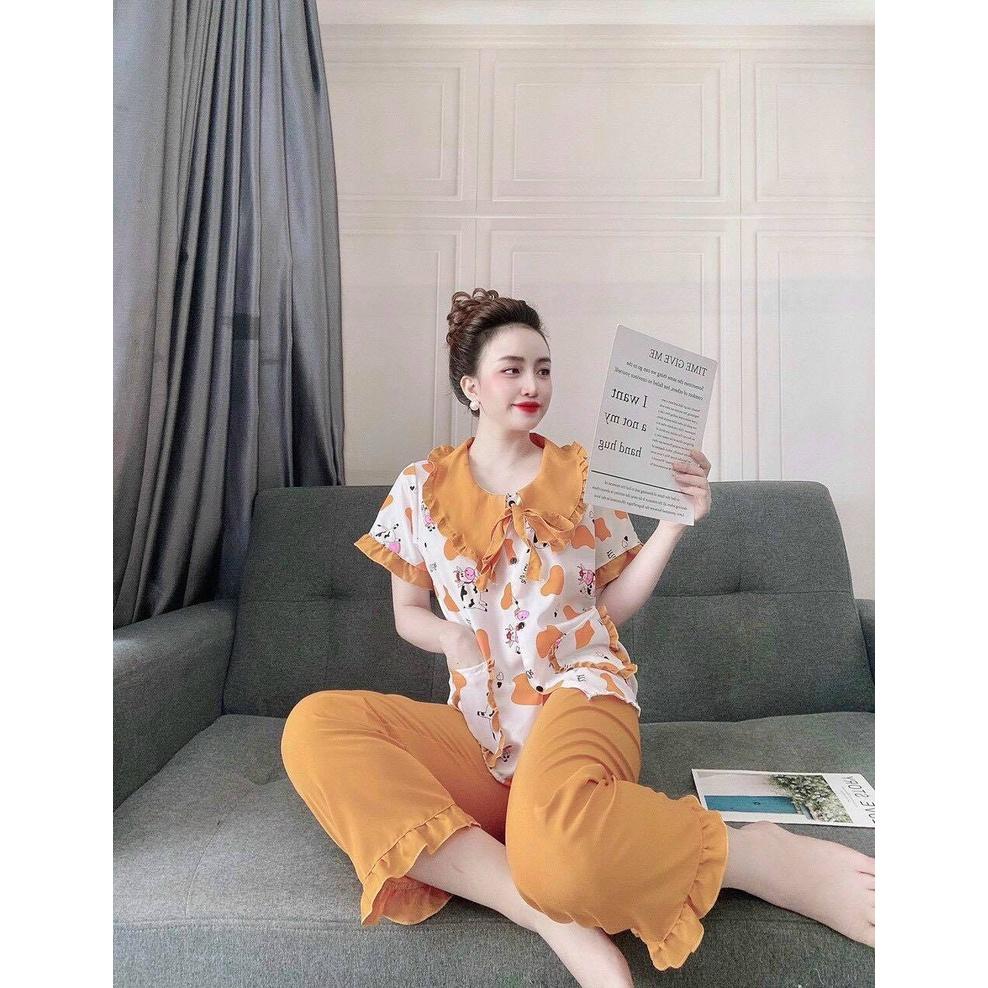 SET BỘ THỜI TRANG NGẮN TAY HỌA TIẾT BÒ SỮA THỜI TRANG