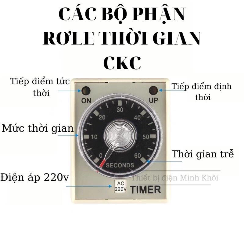 rơ le thời gian 220v CKC AH3-3 220V kèm đế, relay thời gian điện tử,timer ckc, rơ le thời gian, rơ le hẹn giờ, timer