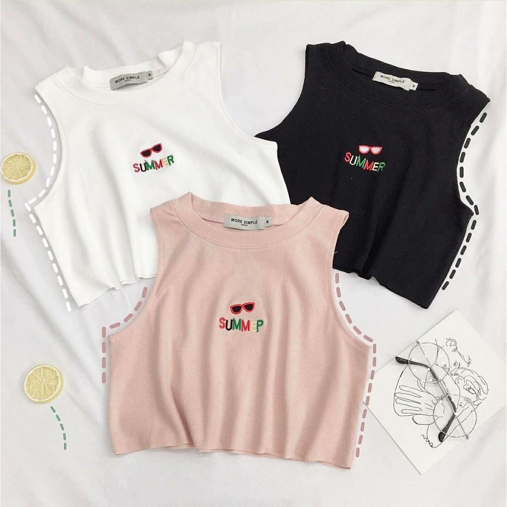 Áo Croptop Thêu SUMMER Ulzzang (3 Màu