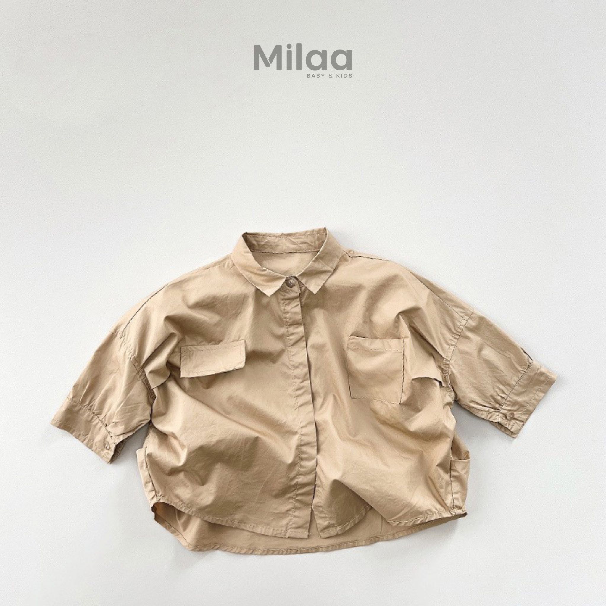 Áo Sơmi Cotton Hàn Quốc Phong Cách Unisex Cho Bé Cưng MiLaa Kids SM0202