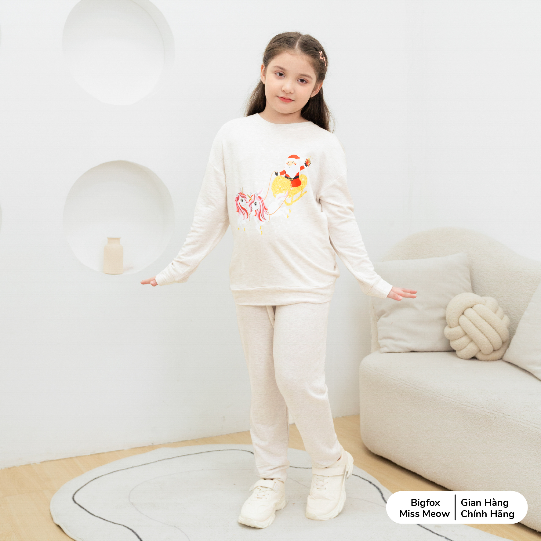 Bộ dài tay thu đông cho bé gái BIGFOX MISS MEOW quần áo trẻ em size đại vải nỉ cá ấm áp dáng Hàn cỡ 3-11 tuổi 40kg 1984