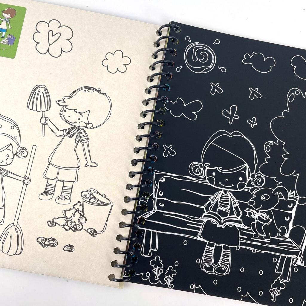 Đồ Chơi Trí Tuệ Sổ Vẽ Ma Thuật Cầu Vồng Scratch Note - Sổ Cào Vẽ Sắc Màu Sáng Tạo