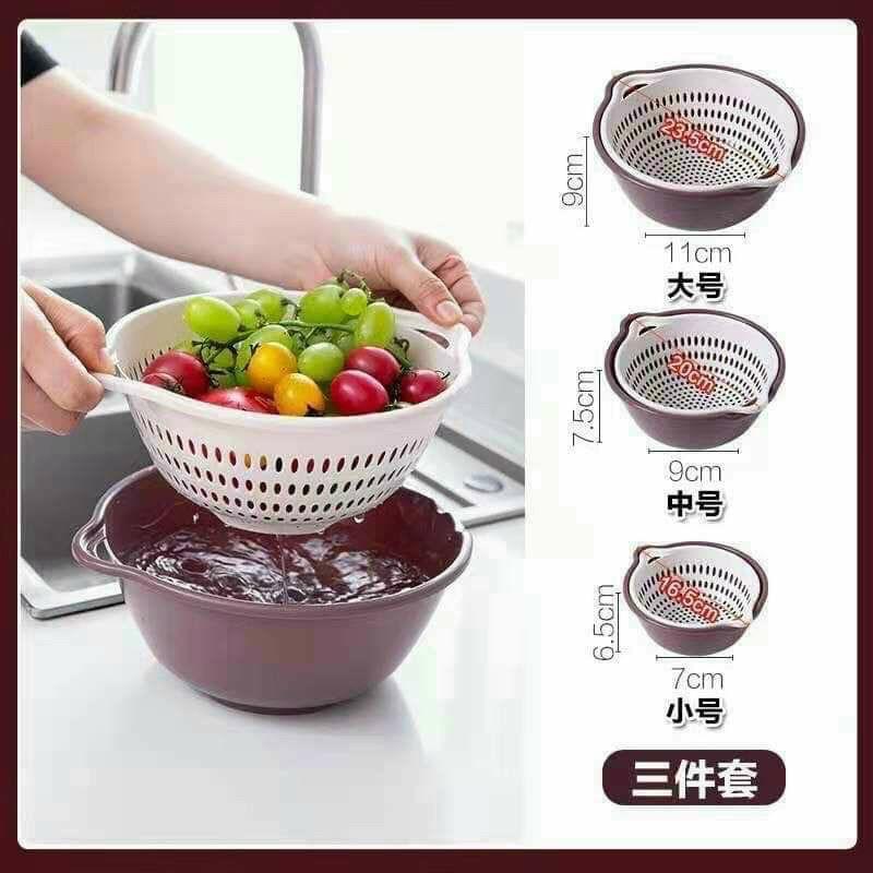 Set Rổ Nhựa 6 MónBộ Rổ Nhựa Kèm Chậu 6 Món mẫu mới hàng cao cấp-rổ tròn