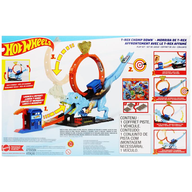 Bộ Đồ Chơi Thử Thách Khủng Long T-Rex Nuốt Chửng Siêu Xe - Hot Wheels HKX42