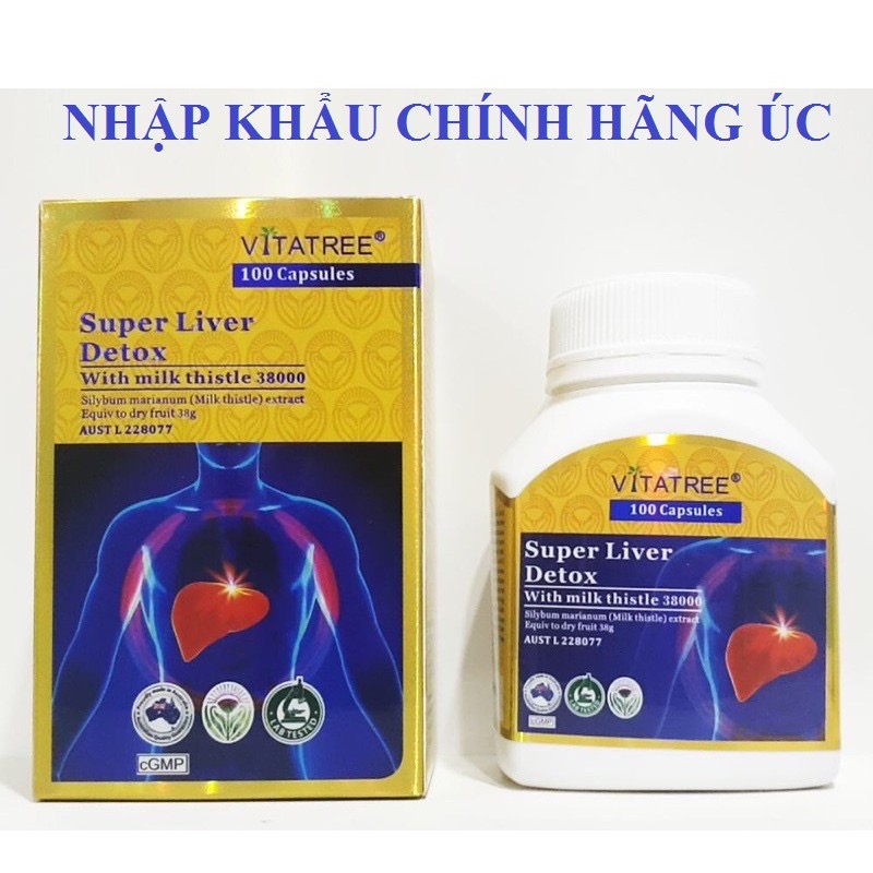 Viên uống giải độc gan Vitatree Super Live detox , hộp 100v, nhập khẩu chính hãng Úc