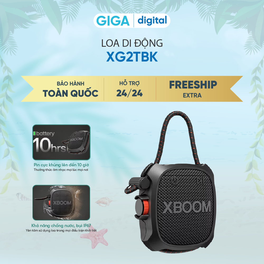 Loa Bluetooth LG XBOOM GO XG2TBK - Chất âm sống động - Trả lời nhanh cuộc gọi tiện lợi - Hàng chính hãng