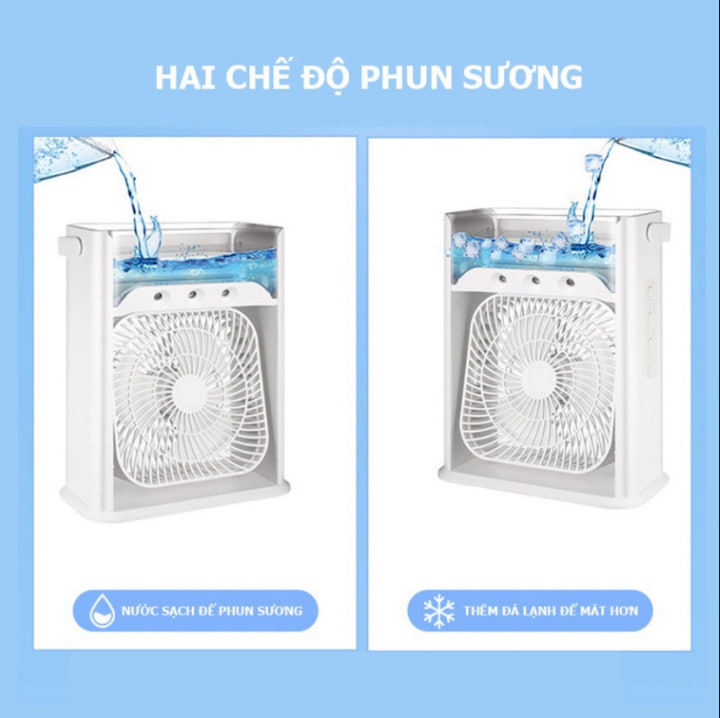 Quạt điều hoà hơi nước Mini Cooling, 3 chế độ gió dung tích bình chứa nước 600ml phun sương, Tích hợp đèn led, ẹn giờ thông minh