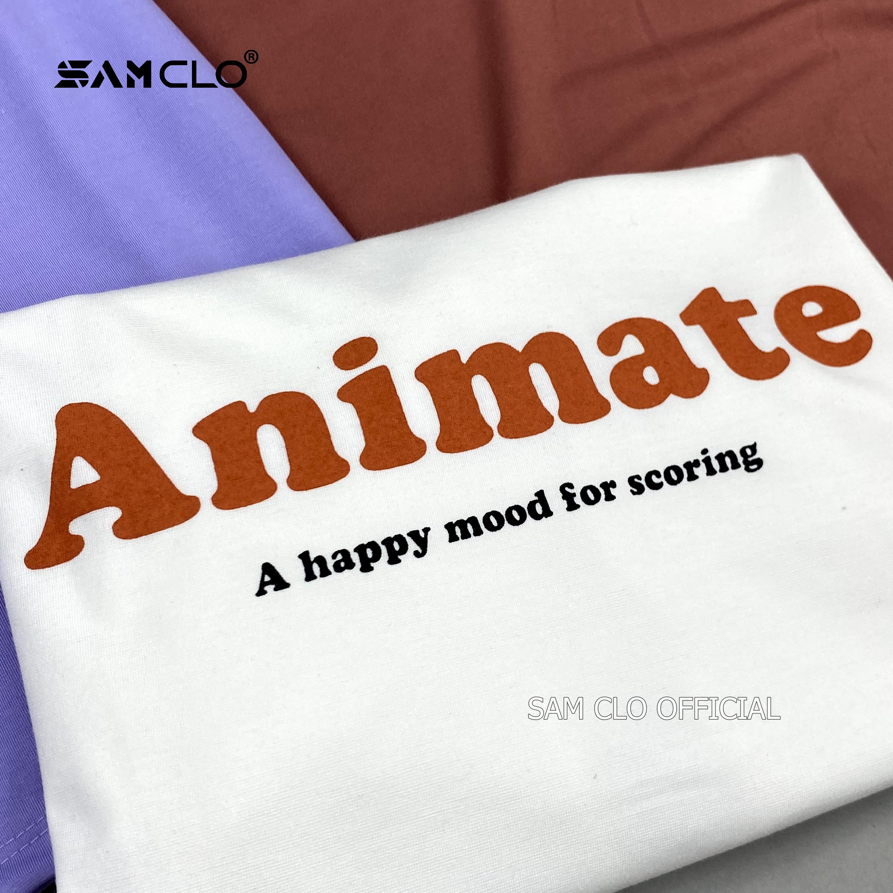 Áo thun tay lỡ nam nữ SAM CLO phông form rộng Unisex mặc cặp, nhóm, lớp, in chữ ANIMATE