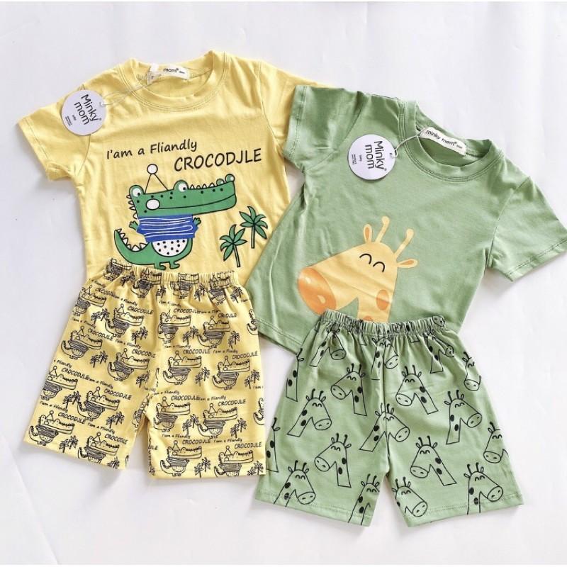Bộ cộc tay cotton Minky mom hoạ tiết ngộ nghĩnh cho bé